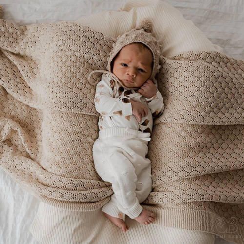 Yumi Baby newborn longsleeve Golden Hour off white lichtbruin bruin Ecru Katoen V-hals 62 - Foto 2