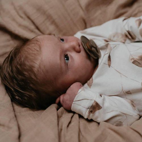 Yumi Baby newborn romper Golden Hour off white lichtbruin bruin Ecru Jersey (duurzaam) Ronde hals 56 - Foto 3