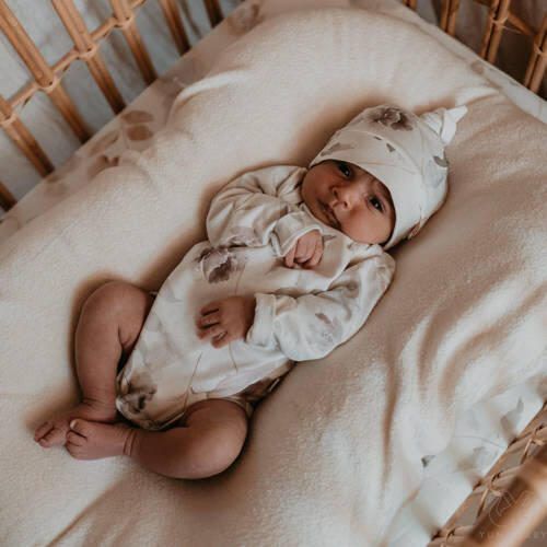 Yumi Baby newborn romper Magnolia off white lichtbruin lichtgrijs Ecru Jersey Ronde hals 56 - Foto 2