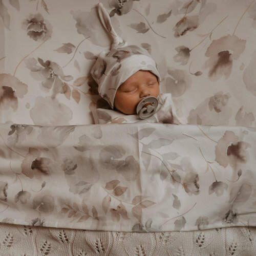 Yumi Baby wieglaken Magnolia 80x100 cm off white lichtbruin lichtgrijs Babylaken Ecru - Foto 2