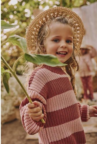 Z8 gebreide trui Melicio roze lichtroze Jongens Katoen Ronde hals Streep 92 - Foto 2