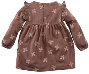 Z8 jurk Aily met ruches bruin zand Meisjes Katoen Ronde hals All over print 56 - Foto 2