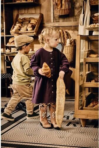 Z8 jurk Lonne paars Meisjes Katoen Ronde hals Effen 80