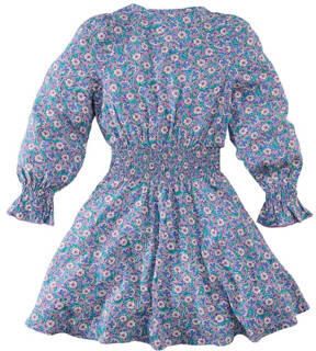 Z8 jurk Safiya blauw lila groen Meisjes Viscose Ronde hals Bloemen 116 122