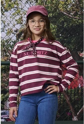 Z8 kids longsleeve Diana donkerrood wit roze Meisjes Stretchkatoen Ronde hals - Foto 6
