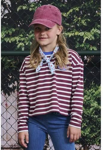 Z8 kids longsleeve Florien donkerrood lichtblauw Meisjes Stretchkatoen Ronde hals - Foto 5