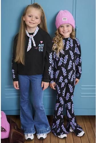 Z8 kids longsleeve met print zwart lichtblauw Meisjes Stretchkatoen Ronde hals - Foto 4