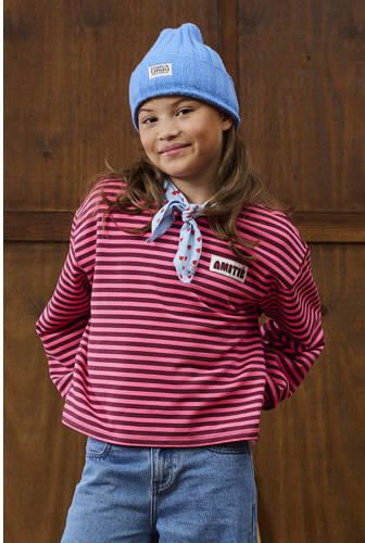 Z8 kids longsleeve Nika donkerrood roze Meisjes Katoen Ronde hals Streep