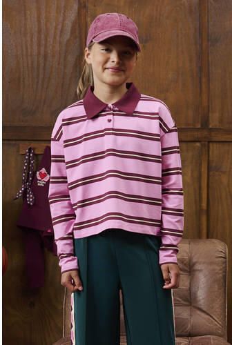 Z8 kids polo Maylin roze donkerrood Meisjes Stretchkatoen Polokraag Streep - Foto 6