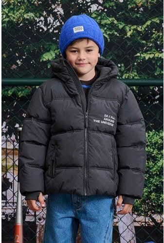 Z8 kids puffer winterjas Camillo zwart Jongens Polyester Capuchon Tekst - Foto 7