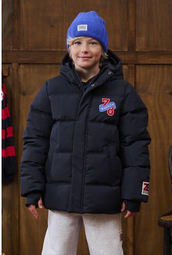 Z8 kids pufferjas met patches zwart Jongens Polyester Capuchon Effen - Foto 5