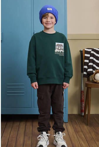 Z8 kids sweater Felix met backprint donkergroen Jongens Stretchkatoen Ronde hals - Foto 7