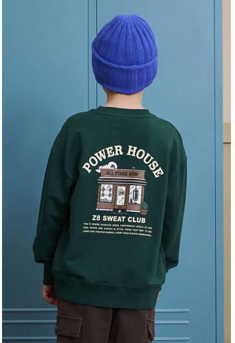 Z8 kids sweater Felix met backprint donkergroen Jongens Stretchkatoen Ronde hals - Foto 8