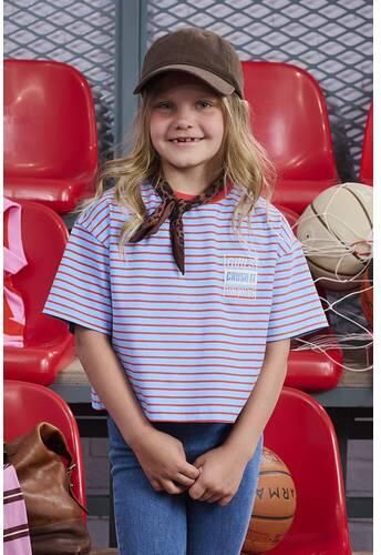 Z8 kids T-shirt Dua blauw rood Meisjes Stretchkatoen Ronde hals Streep - Foto 3