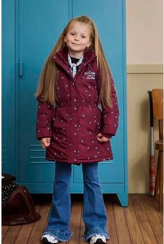 Z8 kids winterjas Arieke donkerrood Meisjes Polyester Capuchon All over print - Foto 3