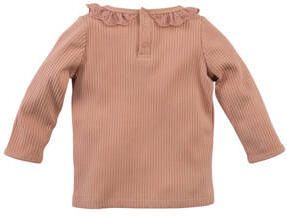 Z8 longsleeve Annelijn met ruches roze Meisjes Katoen Ronde hals Effen 56