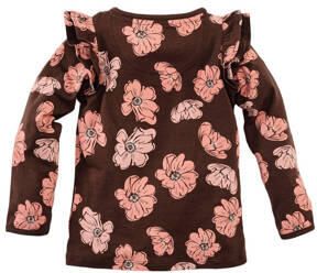 Z8 longsleeve Cici bruin roze Meisjes Stretchkatoen Ronde hals Bloemen 86 - Foto 2