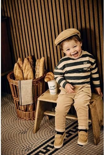 Z8 longsleeve Preston blauw beige Jongens Stretchkatoen Ronde hals Streep 80