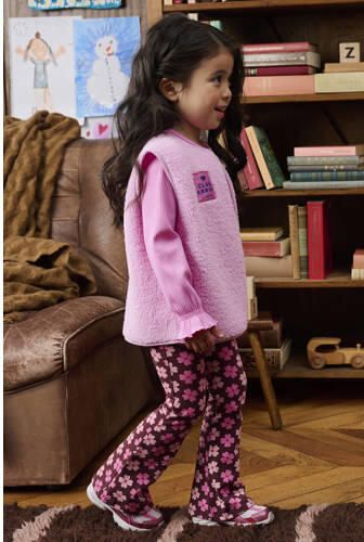 Z8 mini flared broek Rana donkerrood roze Meisjes Katoen Bloemen - Foto 4