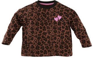 Z8 mini longsleeve met borduursels en panterprint bruin donkerbruin Meisjes Katoen Ronde hals - Foto 3