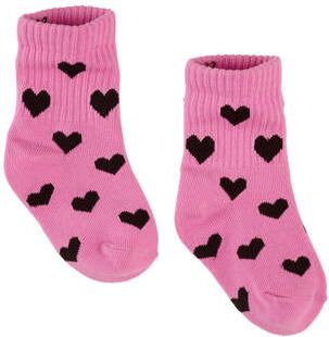 Z8 mini sokken Milou roze zwart Meisjes Katoen Hartjes maat 23-26