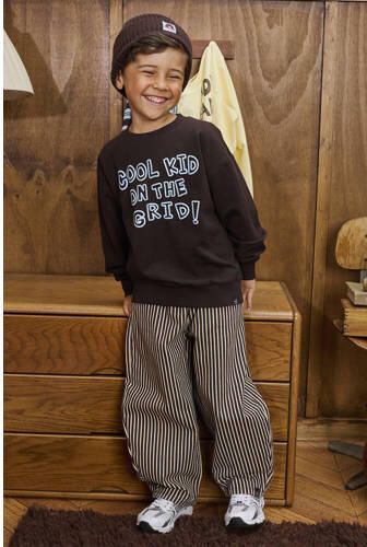 Z8 mini sweater Janoah donkerbruin Jongens Katoen Ronde hals Printopdruk - Foto 4