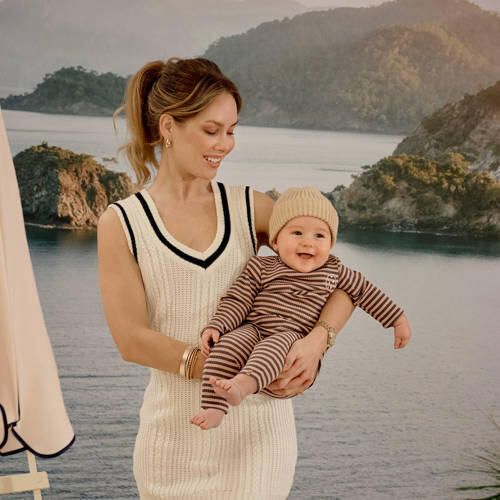 Z8 newborn babybroek Julan donkerbruin beige Jongens Stretchkatoen Streep - Foto 2