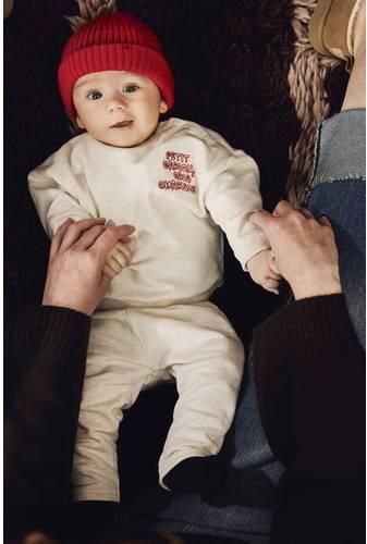 Z8 newborn katoenen babybroek met borduursels zand Beige Jongens Stretchkatoen - Foto 3