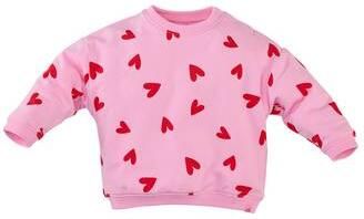 Z8 newborn katoenen sweater met hartjes lichtroze rood Meisjes Stretchkatoen Ronde hals