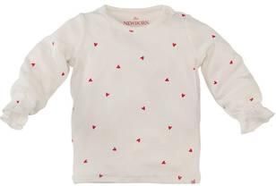 Z8 newborn longsleeve met ruches en hartjes ecru rood Stretchkatoen Ronde hals