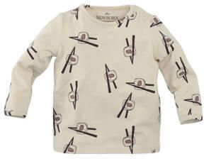 Z8 newborn longsleeve Quirijn ecru bruin Jongens Katoen Ronde hals All over print