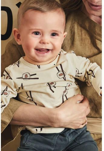 Z8 newborn longsleeve Quirijn ecru bruin Jongens Katoen Ronde hals All over print - Foto 2