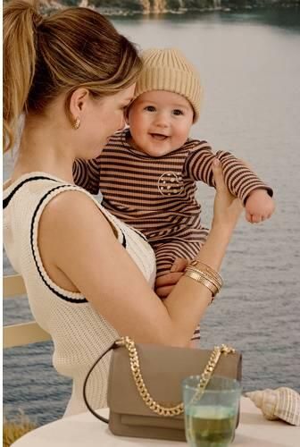 Z8 newborn longsleeve Younes donkerbruin beige Jongens Stretchkatoen Ronde hals