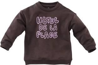 Z8 newborn sweater Riff donkerbruin Jongens Stretchkatoen Ronde hals Tekst