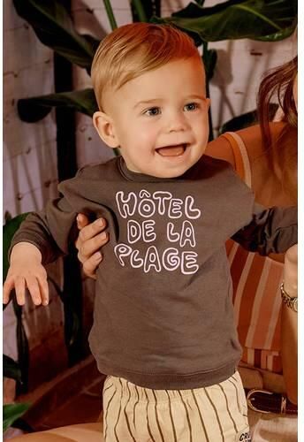 Z8 newborn sweater Riff donkerbruin Jongens Stretchkatoen Ronde hals Tekst - Foto 2
