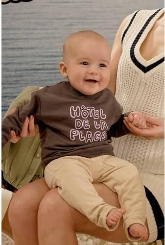 Z8 newborn sweater Riff donkerbruin Jongens Stretchkatoen Ronde hals Tekst - Foto 3