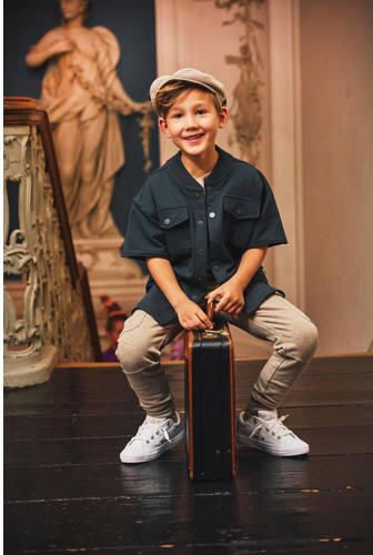 Z8 overshirt Silas donkerblauw Overhemd Jongens Stretchkatoen Ronde hals 140 146