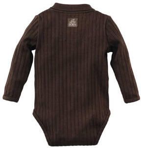 Z8 romper Basten donkerbruin Jongens Katoen Polokraag Effen 68