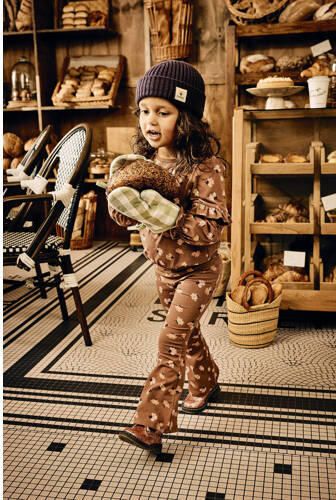 Z8 sweater Sylvie bruin roze Longsleeve Meisjes Stretchkatoen Ronde hals 98