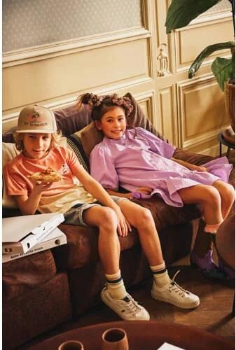 Z8 T-shirt Dennis oranje ecru Jongens Stretchkatoen Ronde hals Tie-dye 104 110