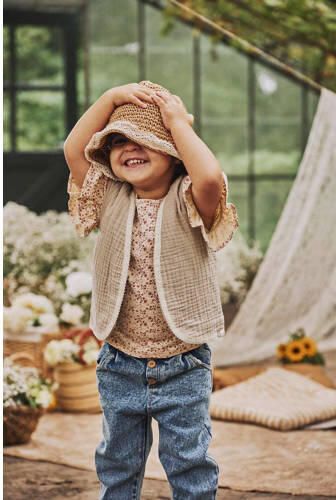 Z8 T-shirt Jimena beige Meisjes Stretchkatoen Rolkraag Bloemen 98