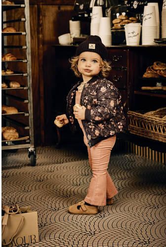 Z8 winterjas Beaudine paars roze Meisjes Polyester Opstaande kraag Bloemen 80