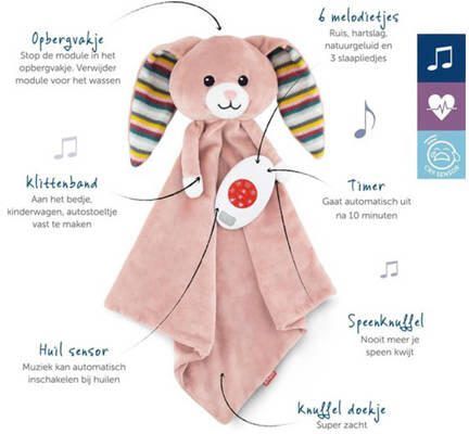 Zazu becky het konijn heartbeat knuffeldoekje Roze - Foto 3