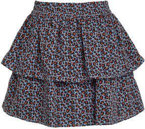 Zigga rok met panterprint blauw roestbruin Meisjes Polyester Panterprint 140