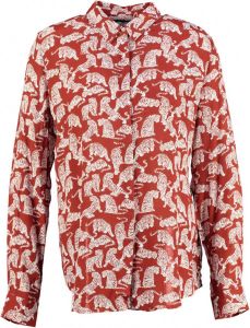 Catwalk junkie soepele rode viscose blouse met tijgers