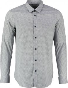 Dstrezzed modern fit stretch overhemd wit grijs valt kleiner