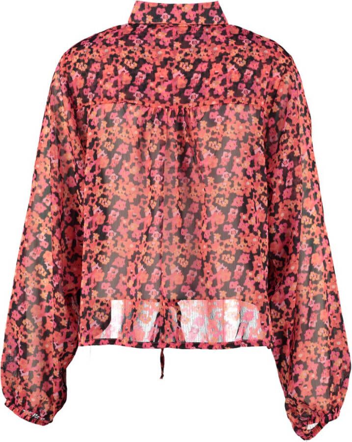Catwalk junkie kortere oversized polyester blouse met wijde pofmouwen valt ruim