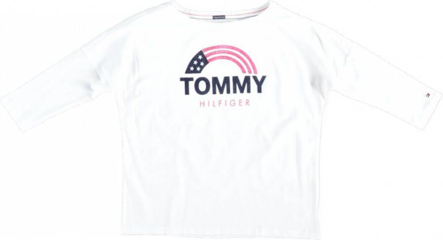 Tommy hilfiger wit oversized meisjes shirt 3 4 mouw valt ruim