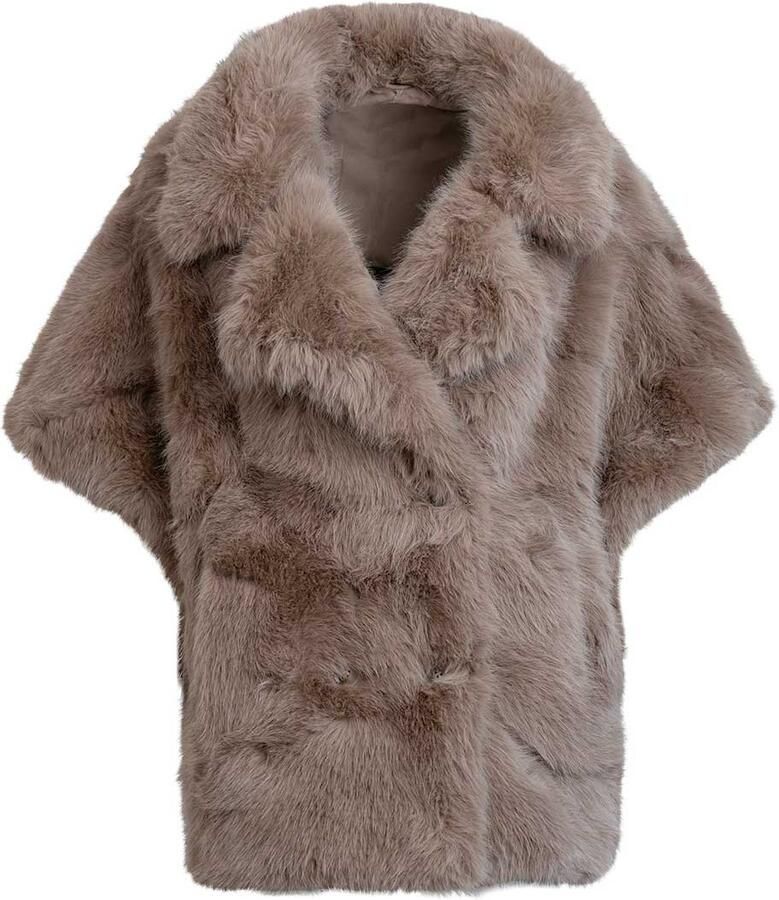 Alter Ego Faux fur jas poncho Elin taupe