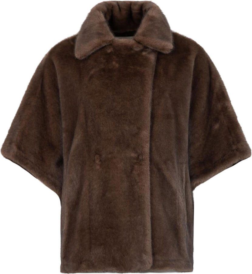 Alter Ego Faux mink poncho Elin bruin